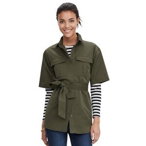Banana Republic Safari Utility Belted Shirt Jacket Olive Green M NWOT Military